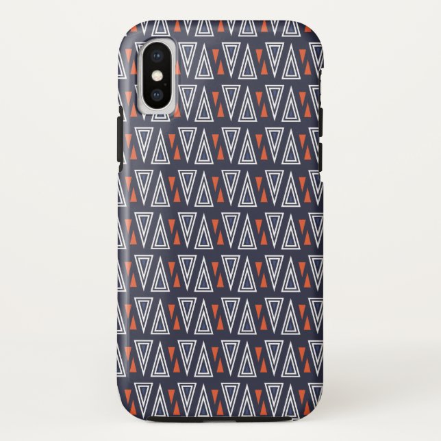 Dark Blue and Red Geometric Triangles Pattern Case-Mate iPhone Case (Back)