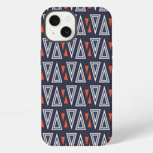 Dark Blue and Red Geometric Triangles Pattern iPhone 13 Case