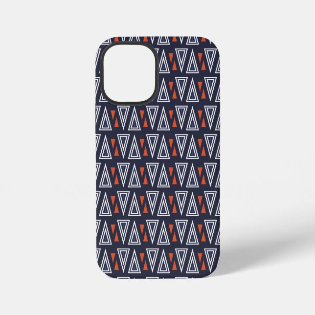 Dark Blue and Red Geometric Triangles Pattern iPhone Case (Back)