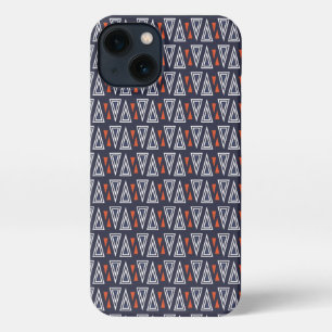 Dark Blue and Red Geometric Triangles Pattern iPhone 13 Case