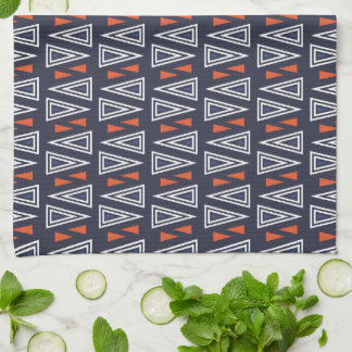 Dark Blue and Red Geometric Triangles Pattern Kitchen Towel