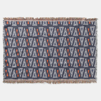 Dark Blue and Red Geometric Triangles Pattern Throw Blanket