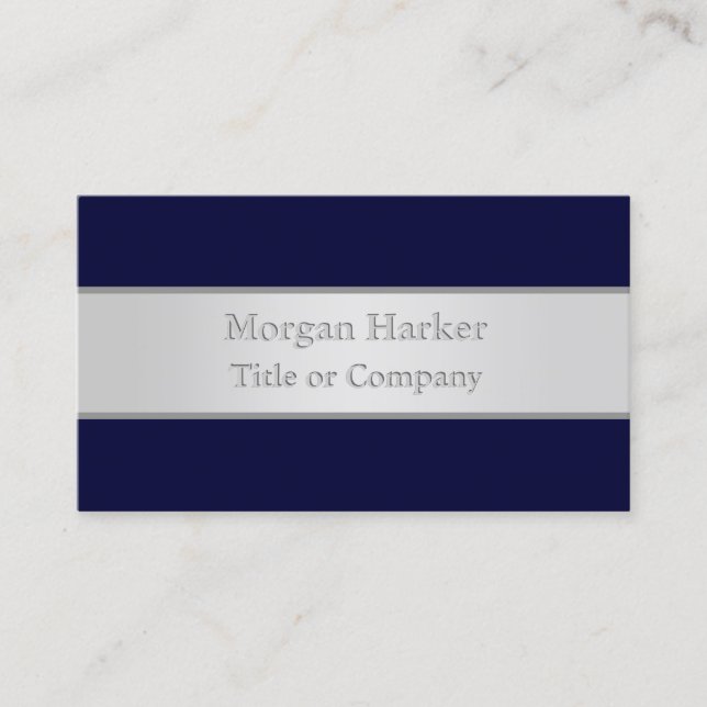 Dark Blue and Silver Business Card (Front)