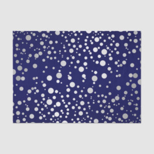 Dark Blue and Silver Confetti Dots Tissue Paper