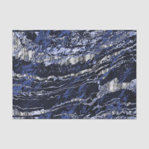 Dark Blue and Silver Marble Design Tissue Paper