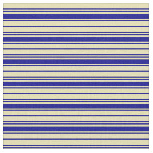 Dark Blue and Tan Coloured Stripes/Lines Pattern Fabric