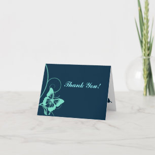 Dark Blue and Teal Butterfly Thank You Card