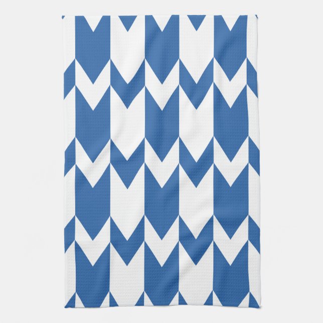 Dark Blue and White Chevron Pattern. Kitchen Towel (Vertical)