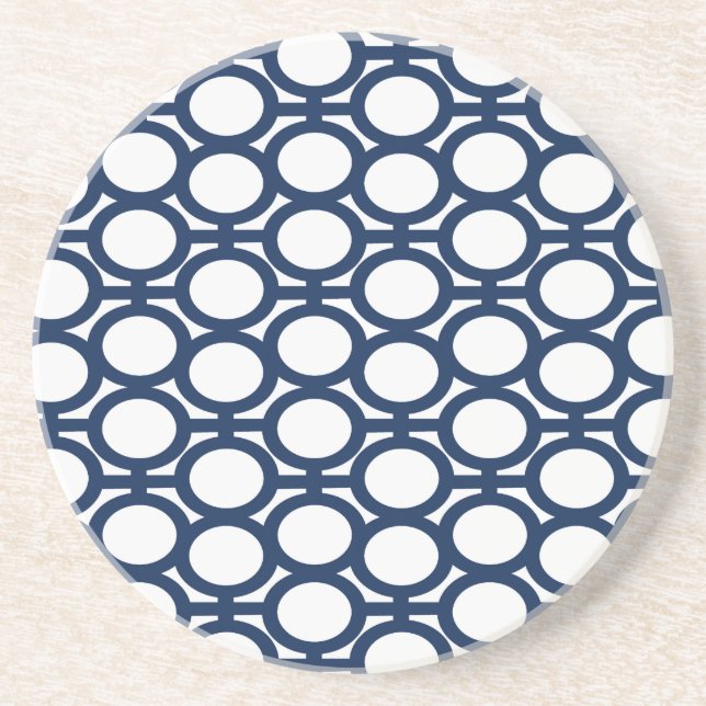 Dark Blue and White Eyelets Coaster (Front)