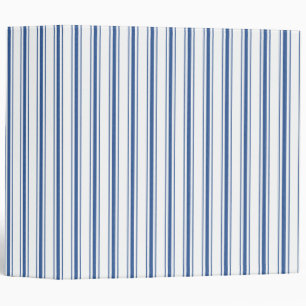 Dark Blue and White Mattress Ticking Narrow Stripe Binder