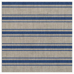 Dark Blue and White Mattress Ticking Narrow Stripe Fabric