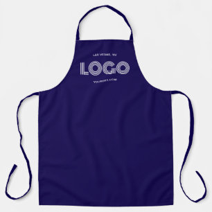 Dark Blue and White Modern Rectangular Logo Apron