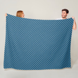 Dark Blue and White Polka Dot Pattern Fleece Blanket