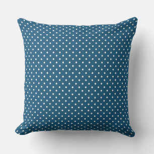 Dark Blue and White Polka Dot Pattern Throw Pillow