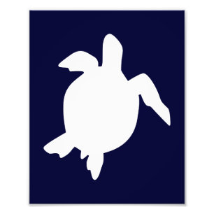 Dark Blue and White Sea Turtle Vertical B Photo Print