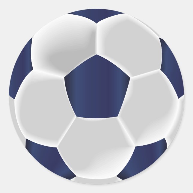 Dark Blue and White Soccer Ball Classic Round Sticker (Front)
