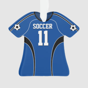Dark Blue and White Soccer Jersey Ornament