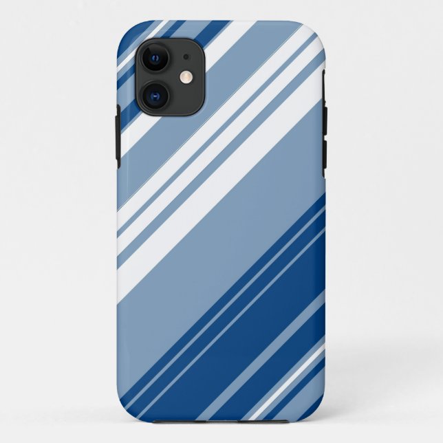 Dark Blue and White Stripes Pattern Case-Mate iPhone Case (Back)