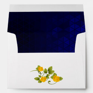 Dark Blue and Yellow Marigold Rose Wedding Envelope