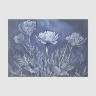 Dark Blue Anemone Flowers Tissue Paper