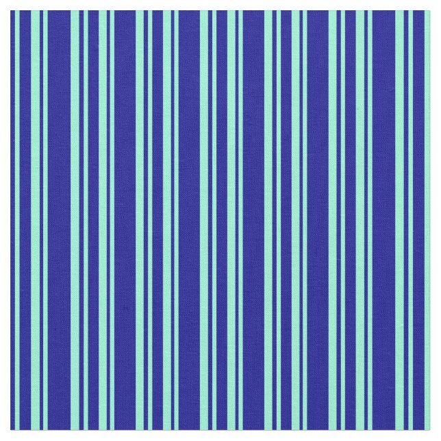 Dark Blue & Aquamarine Striped/Lined Pattern Fabric (Close Up)