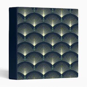 Dark Blue Art Deco Stylish Geometric Binder