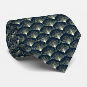 Dark Blue Art Deco Stylish Geometric Pattern  Tie