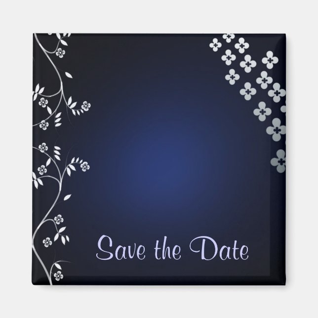 Dark blue asian themed save the date magnet (Front)