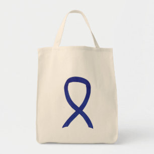 Dark Blue Awareness Ribbon Custom Tote Bag