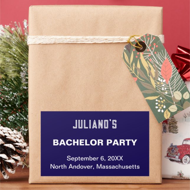 Dark Blue Bachelor Party Rectangle Sticker (Holiday)