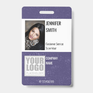 Dark Blue Background Logo Template Employee Staff Badge