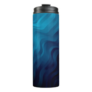 Dark BLUE background with lines. Colorful illustra Thermal Tumbler