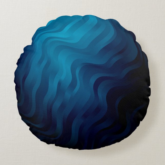 Dark BLUE background with lines. Colourful illustr Round Pillow (Front)