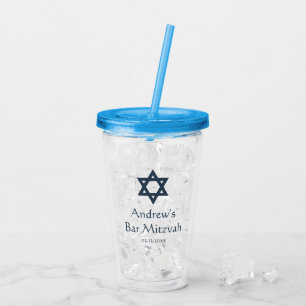 Dark Blue Bar Mitzvah Personalized Acrylic Tumbler