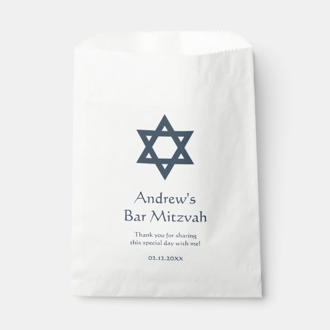 Dark Blue Bar Mitzvah Personalized Favour Bag (Front)