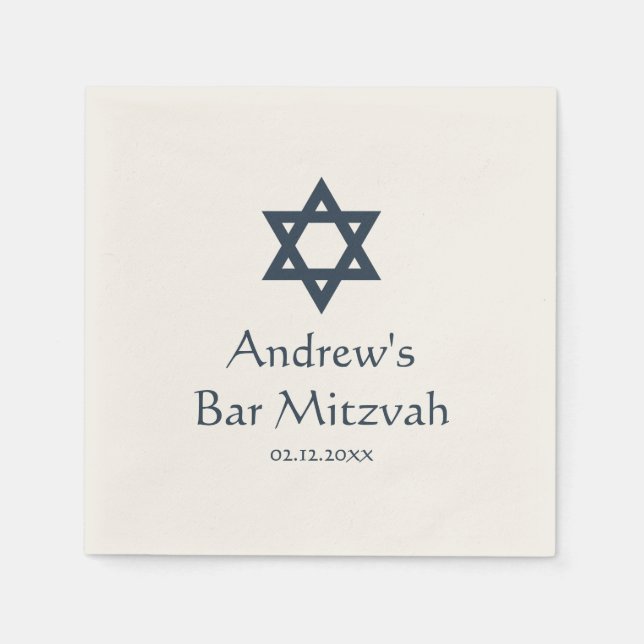 Dark Blue Bar Mitzvah Personalized Napkin (Front)