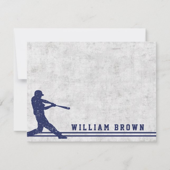 Dark blue baseball silhouette personalized name card (Front)