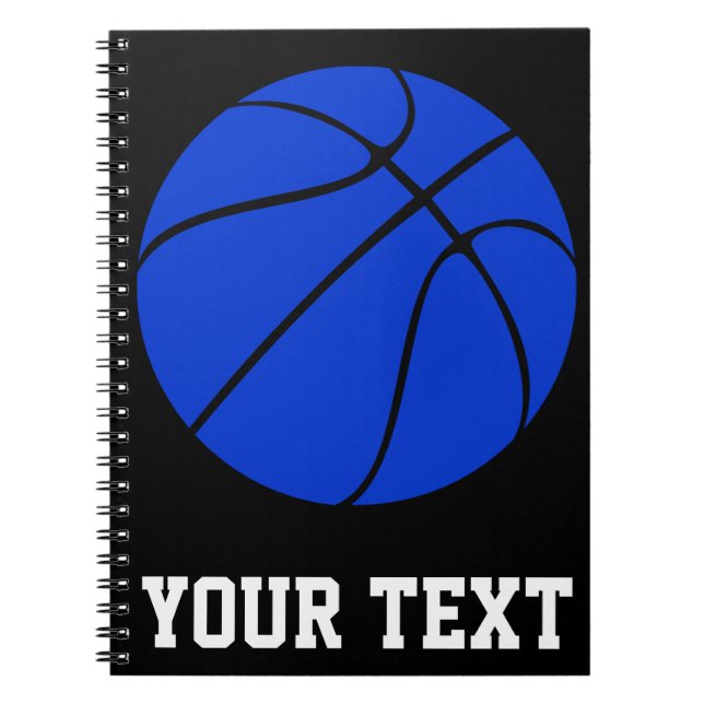 Dark Blue Basketball Custom Text Spiral Notebook (Front)