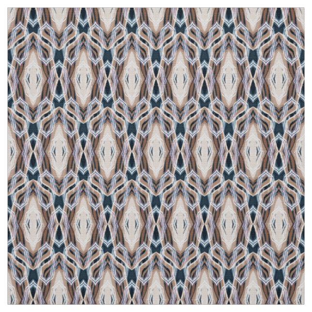 dark blue beige art Deco geometric Fabric (Swatch)