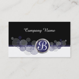 Dark Blue, Black and White Abstract Business Card