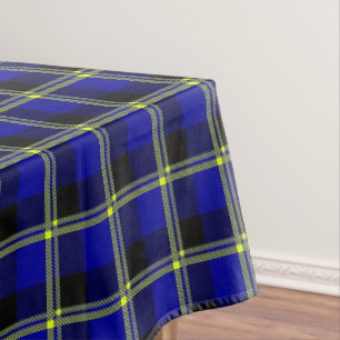 Dark Blue, Black and Yellow Plaid Tablecloth