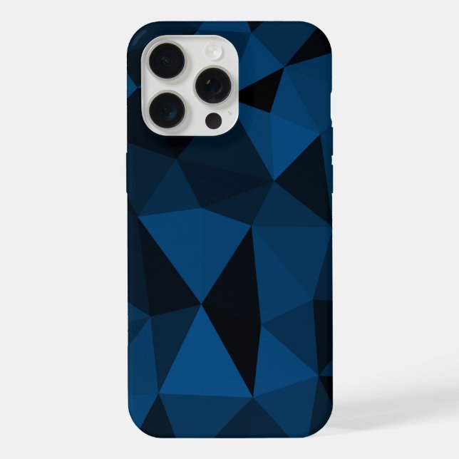 Dark blue black geometric mesh pattern iPhone case (Back)