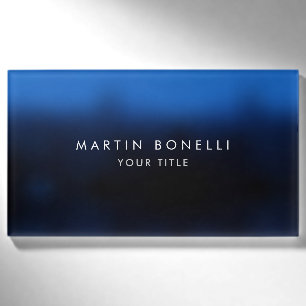 Dark Blue Black Modern Minimalist Plain Name Tag