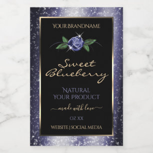 Dark Blue Black Product Labels Sparkling Glitter