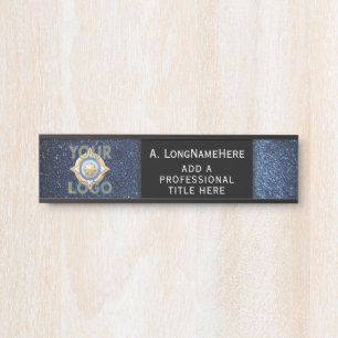 Dark Blue Black Tech IT Security Nameplate Office