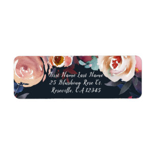 Dark Blue & Blush Pink Watercolor Floral Wedding 