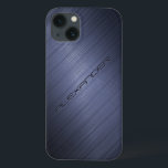 Dark Blue Brushed Aluminum Metal Look-Monogram 2 iPhone 13 Case<br><div class="desc">Dark muted blue brushed aluminum metal look pattern. Custom and optional monogram. Design is available on other products and can be requested on any product we offer at Zazzle.</div>