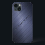 Dark Blue Brushed Aluminum Metal Look-Monogram 2 iPhone 13 Case<br><div class="desc">Dark muted blue brushed aluminum metal look pattern. Custom and optional monogram. Design is available on other products and can be requested on any product we offer at Zazzle.</div>