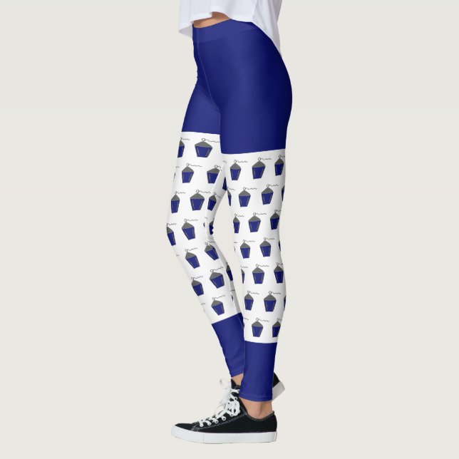 Dark Blue Bryn Mawr Lantern Pattern Leggings (Left)