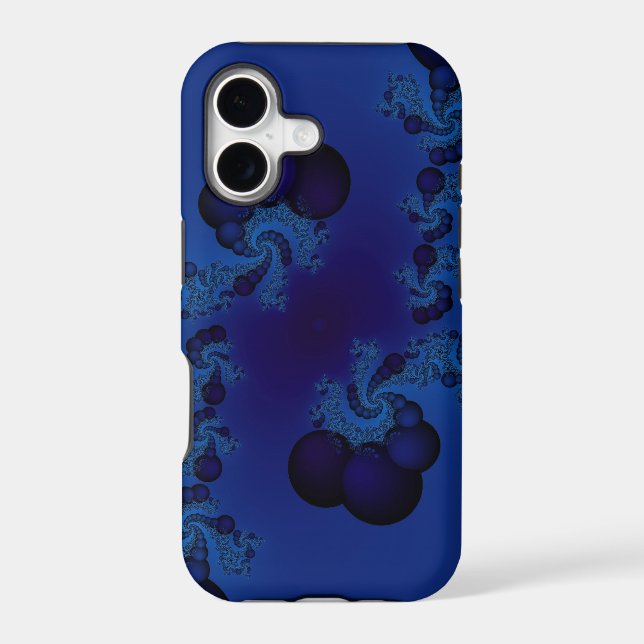 dark blue bubble fractal iphone case (Back)